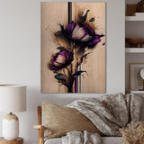 Designart 'Puple Peony Flower On Abstract Paint I' Floral Peony Wood Wall Art - Natural Pine Wood