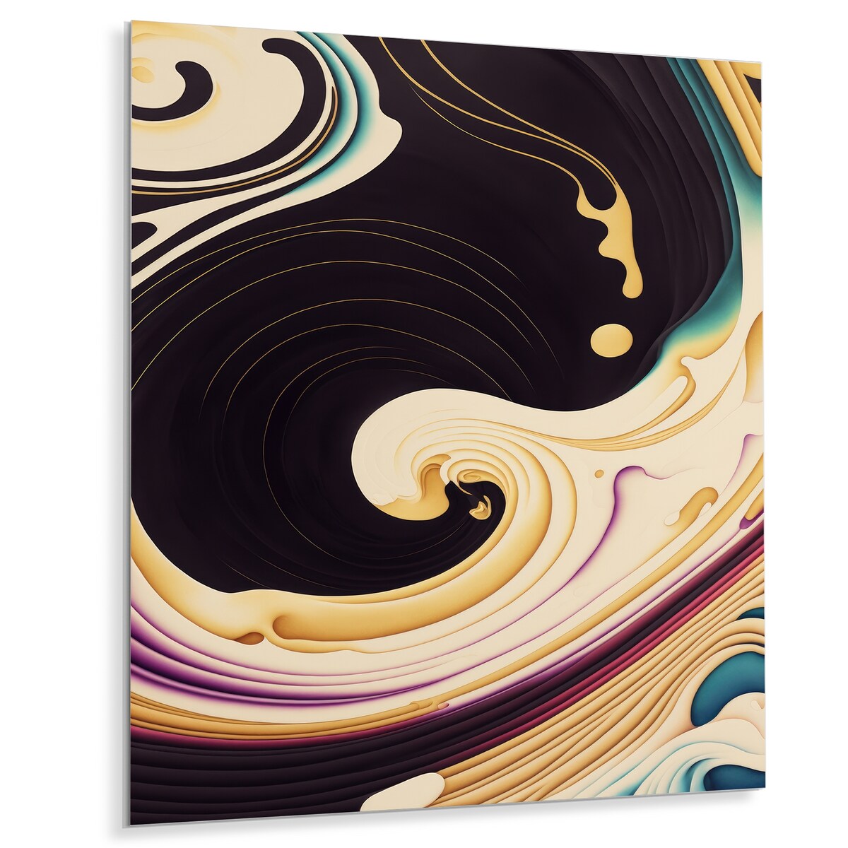 Designart 'Purple, Gold And Blue Swirl II' Modern Spiral Metal Wall Art