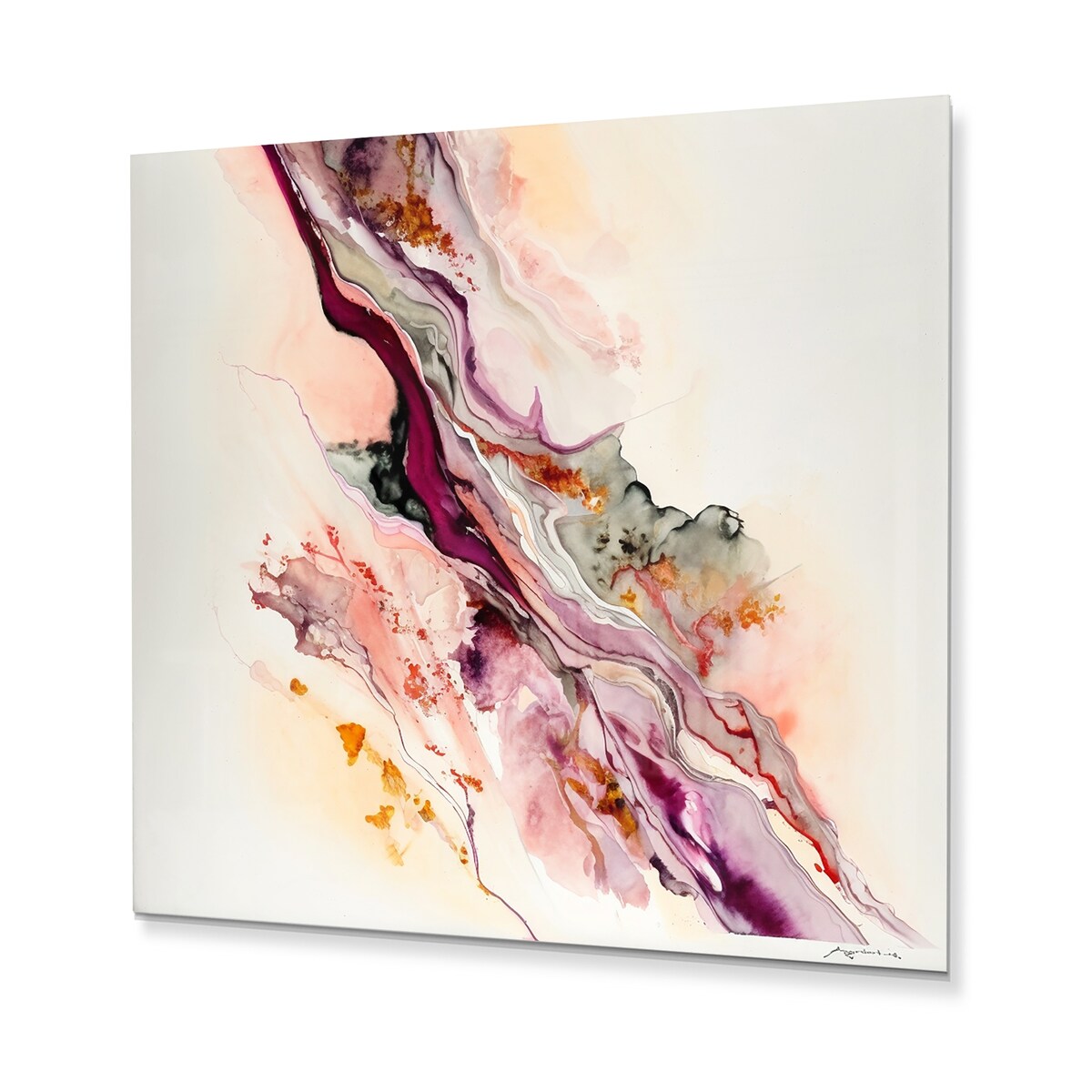 Designart 'Rendend Point Dreams III' Abstract Liquid Ink Metal Wall Art