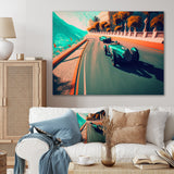 Designart 'Retro Race Car In Monaco Street Race I' Exotic Car Metal Wall Art