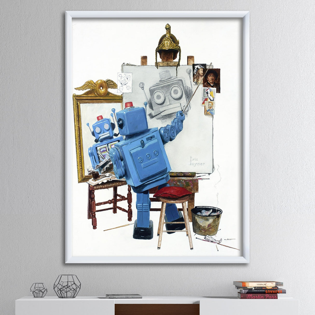 Designart "Robot Selfie" Modern & Contemporary Framed Art Print