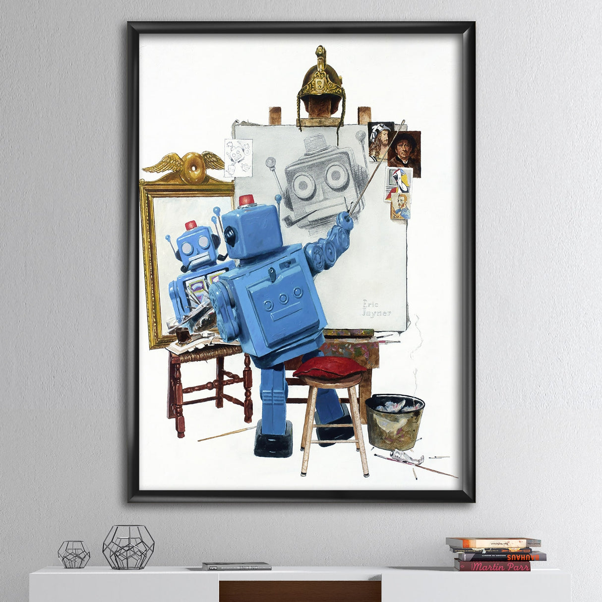 Designart "Robot Selfie" Modern & Contemporary Framed Art Print