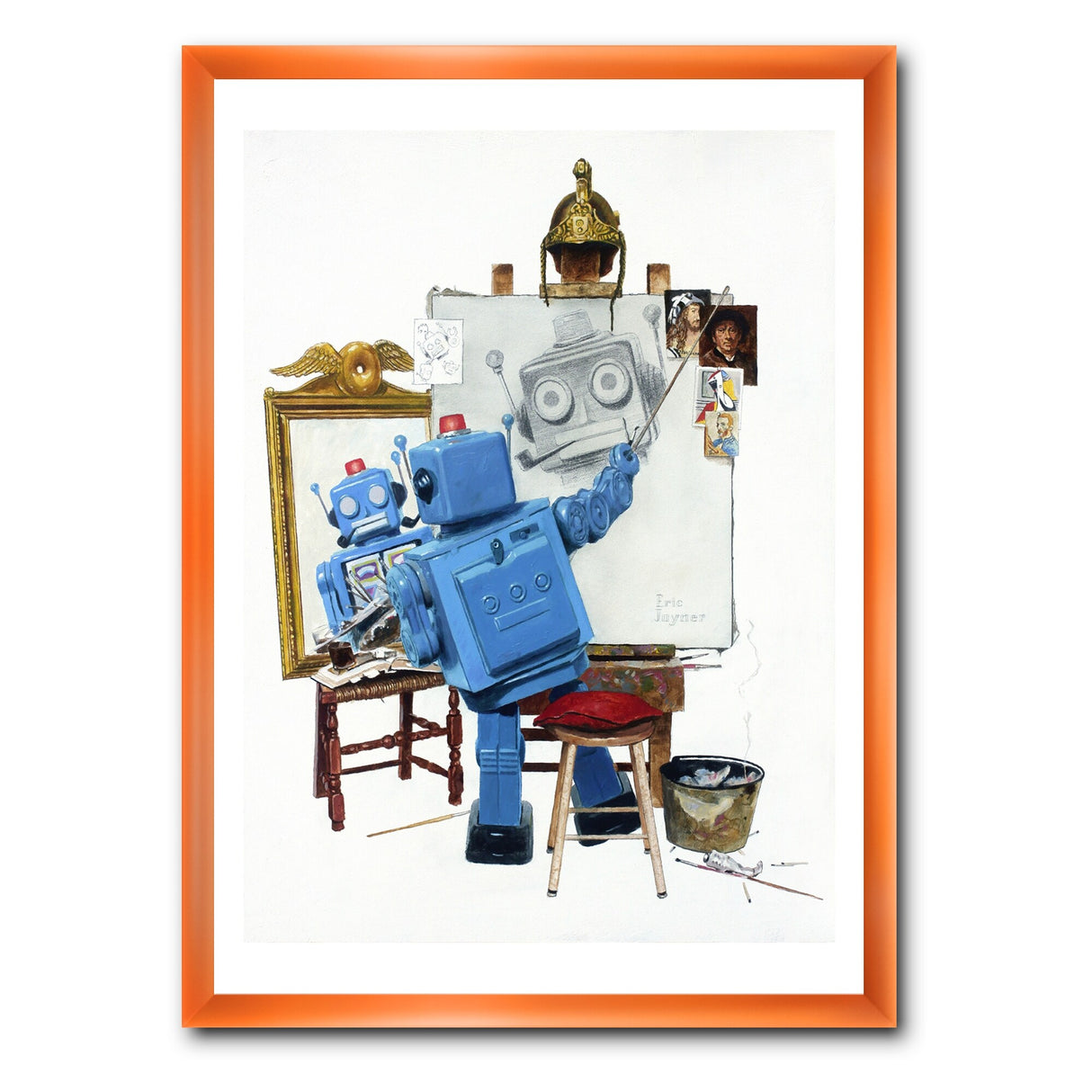 Designart "Robot Selfie" Modern & Contemporary Framed Art Print
