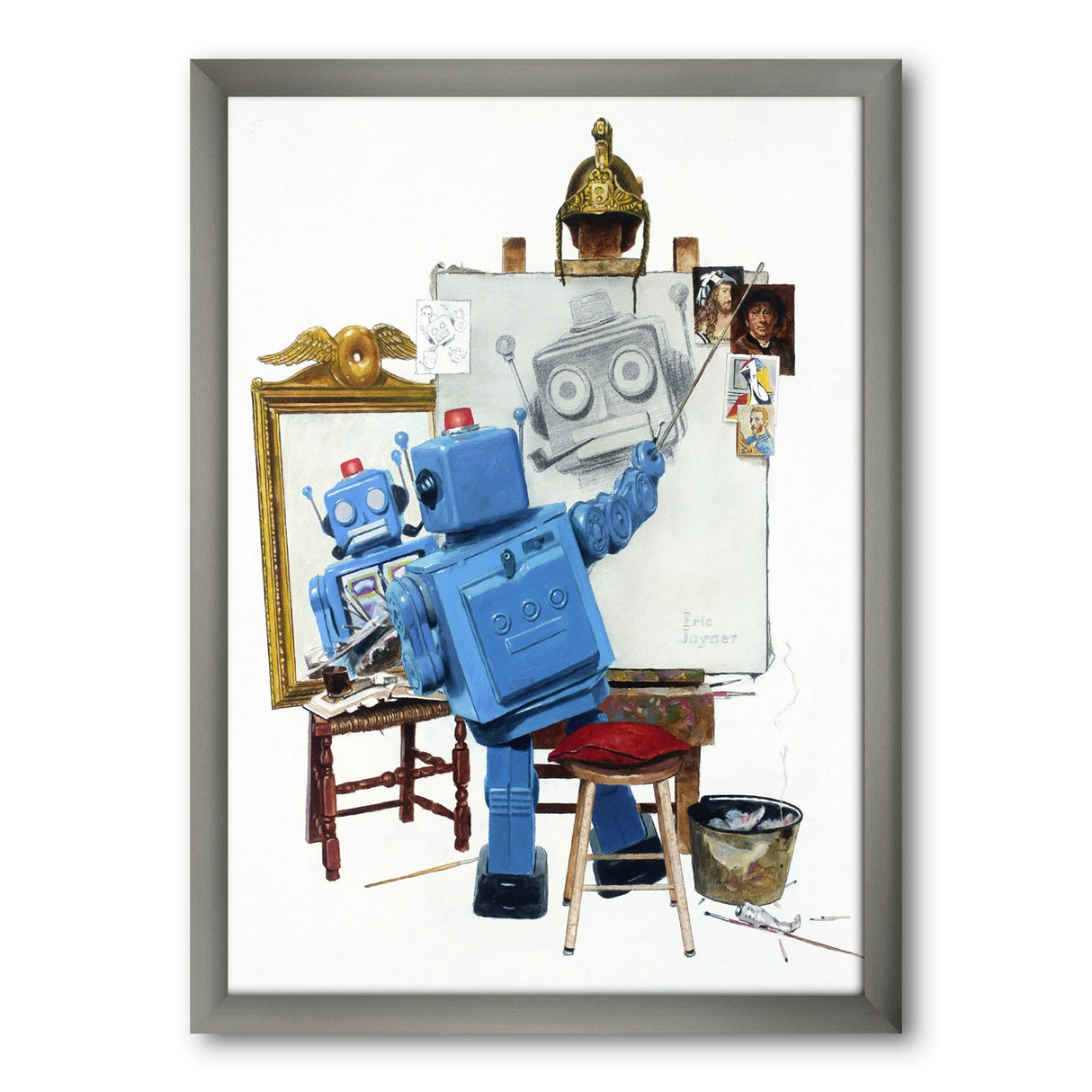 Designart "Robot Selfie" Modern & Contemporary Framed Art Print