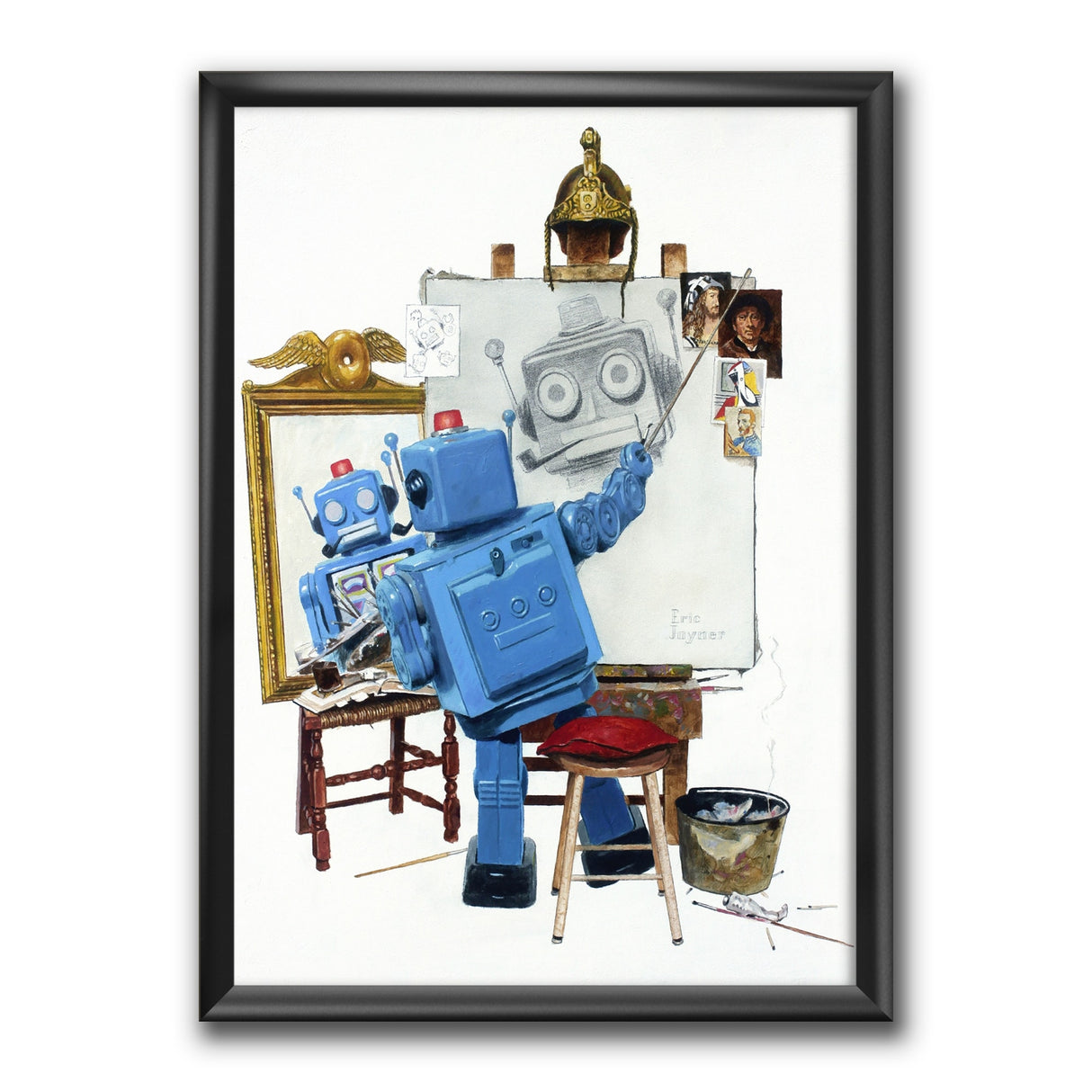 Designart "Robot Selfie" Modern & Contemporary Framed Art Print