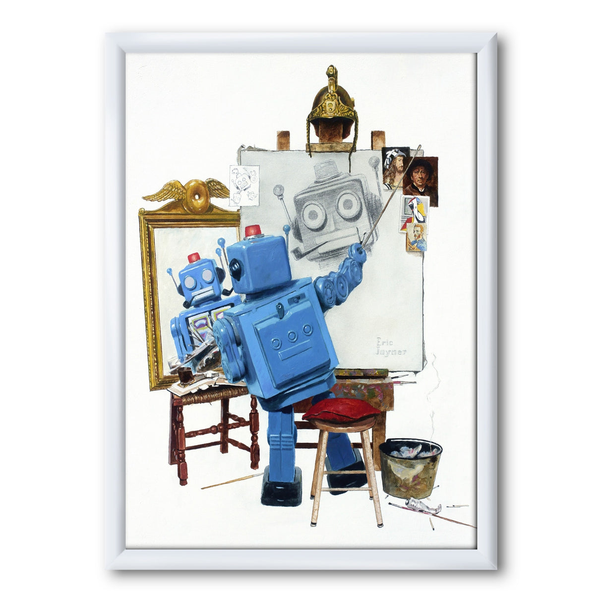 Designart "Robot Selfie" Modern & Contemporary Framed Art Print