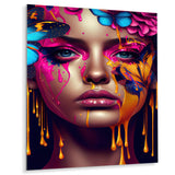 Designart 'Sensual Woman With Colorful Butterfly V' Woman Butterfly Metal Wall Art