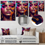 Designart 'Sensual Woman With Colorful Butterfly V' Woman Butterfly Metal Wall Art