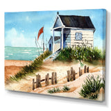 Designart "Small Bungalow On The Shore With Old Fence" Nautical & Coastal Canvas Wall Art Print