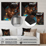 Designart 'Stylish African Woman In Traditional Shades Of Gray I' African American Woman Metal Wall Art