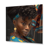 Designart 'Stylish African Woman In Traditional Shades Of Gray I' African American Woman Metal Wall Art
