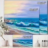 Designart "Sunshine Reflecting Throug Braking Waves VI" Coastal Canvas Wall Art Print