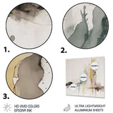 Designart 'Touched By Mustard Yellow And Ultimate Gray III' Abstract Liquid Ink Metal Wall Art