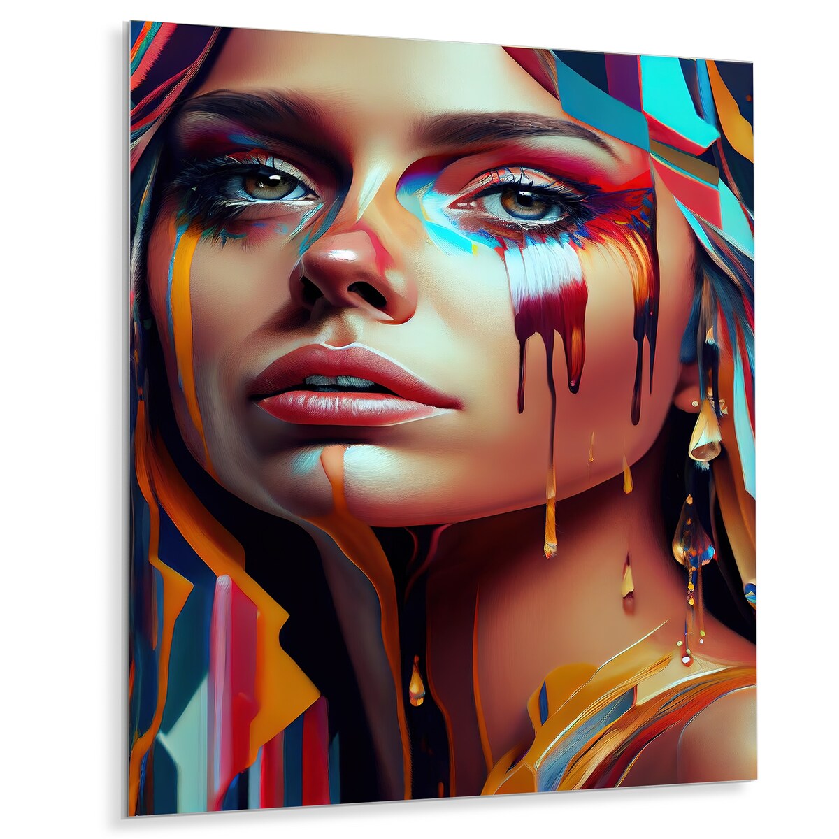 Designart 'Vibrant Creative Woman Portrait IV' Woman Avant-Garde Metal Wall Art