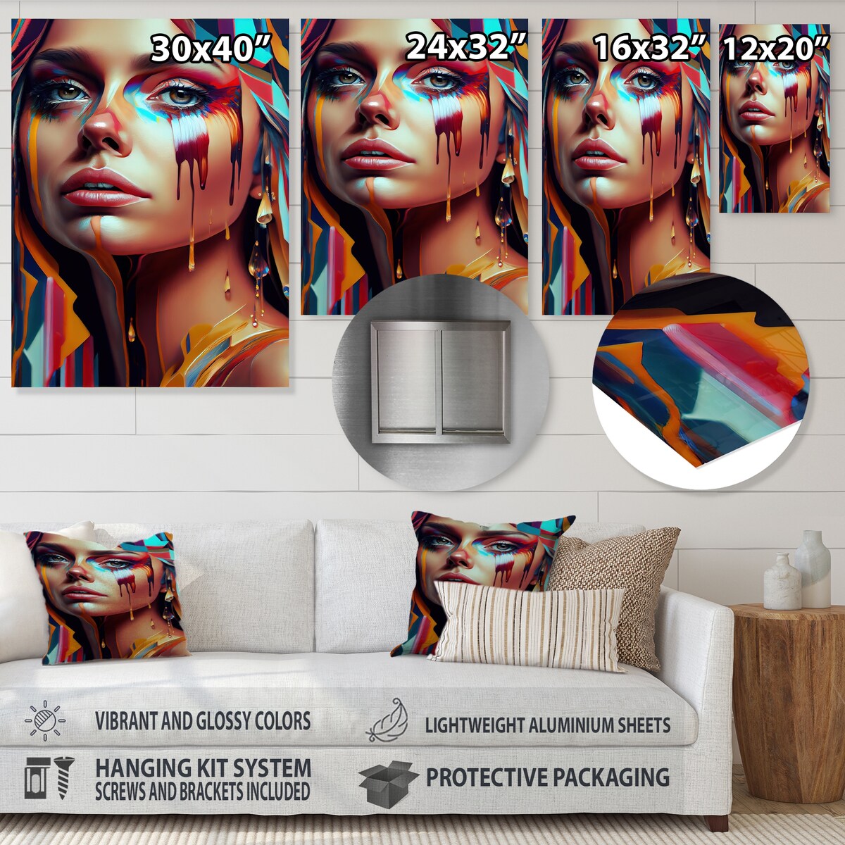 Designart 'Vibrant Creative Woman Portrait IV' Woman Avant-Garde Metal Wall Art