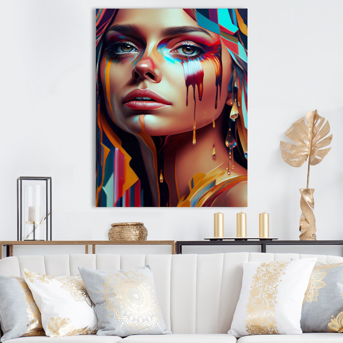 Designart 'Vibrant Creative Woman Portrait IV' Woman Avant-Garde Metal Wall Art