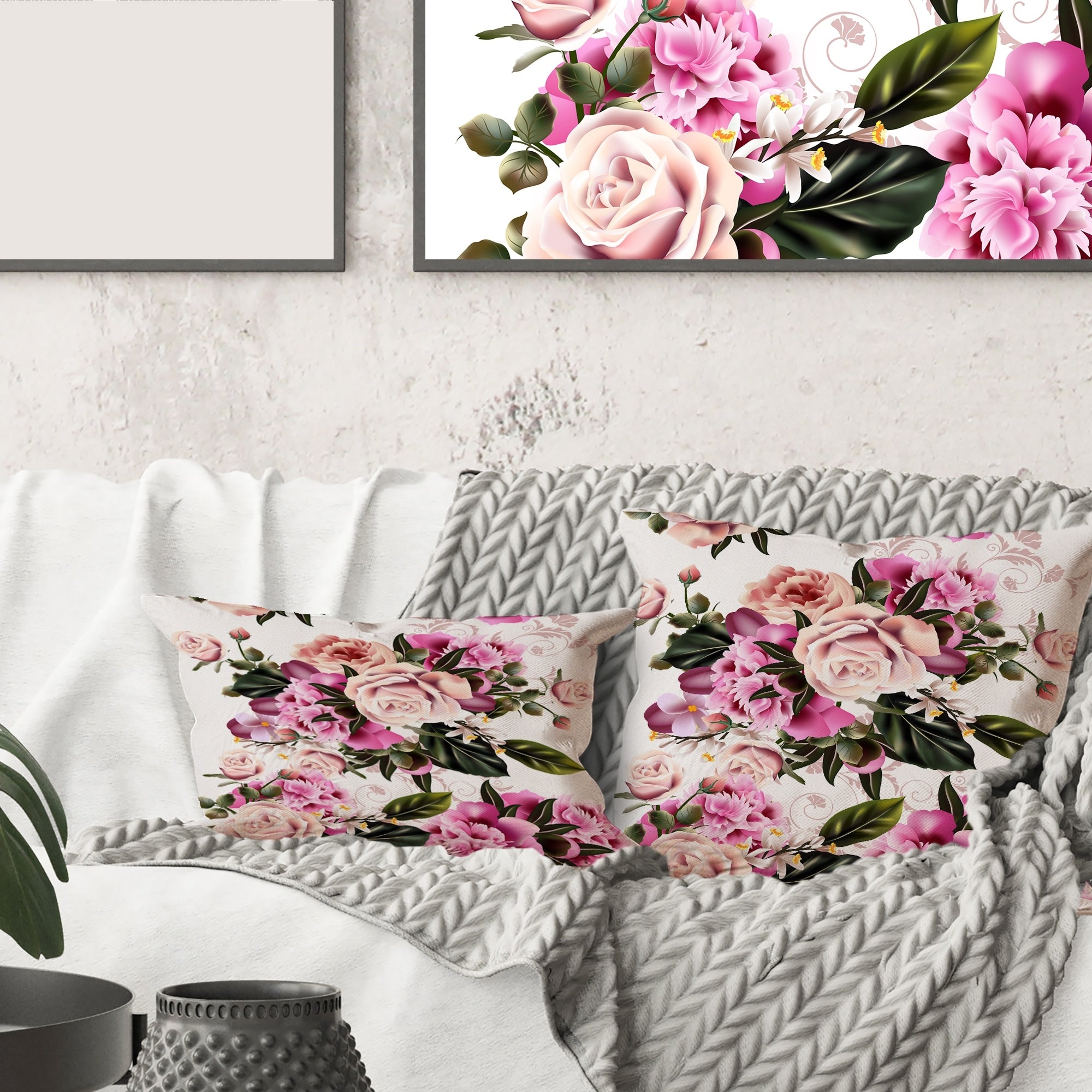 Peony throw pillow top