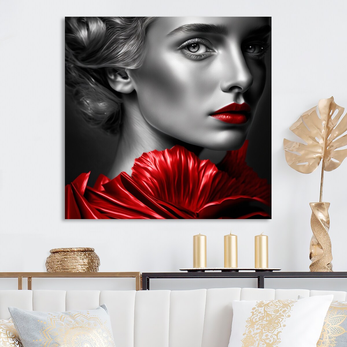 Designart 'Vintage Sensuality In Red And Black I' Fashion Woman Metal Wall Art