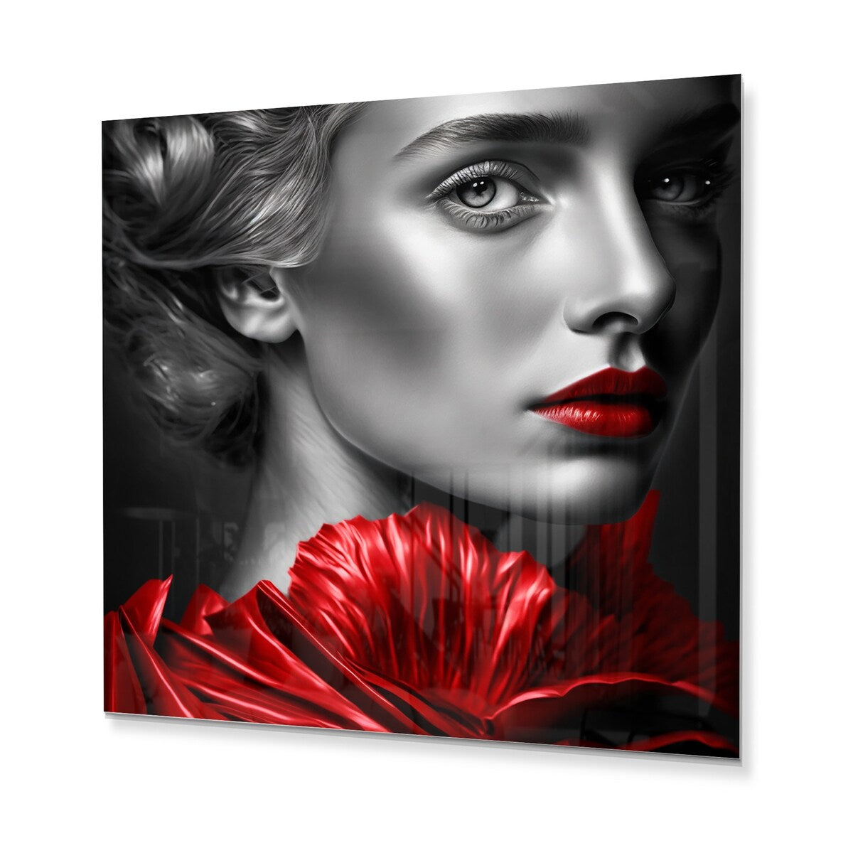 Designart 'Vintage Sensuality In Red And Black I' Fashion Woman Metal Wall Art