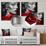 Designart 'Vintage Sensuality In Red And Black I' Fashion Woman Metal Wall Art