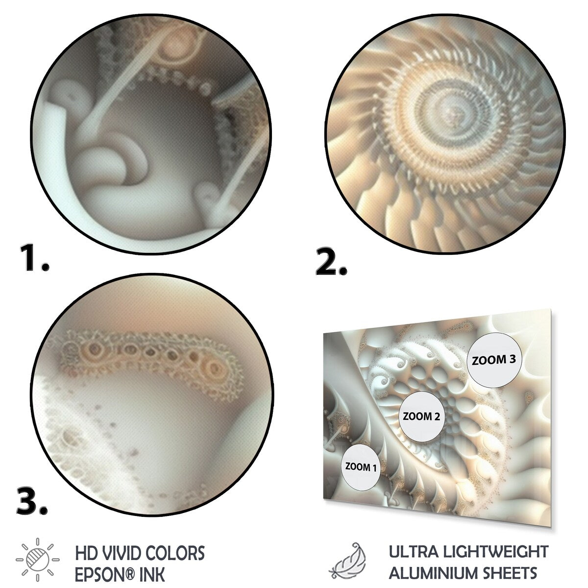 Designart 'White Fractal Spiralling III' Modern Geometric Metal Wall Art