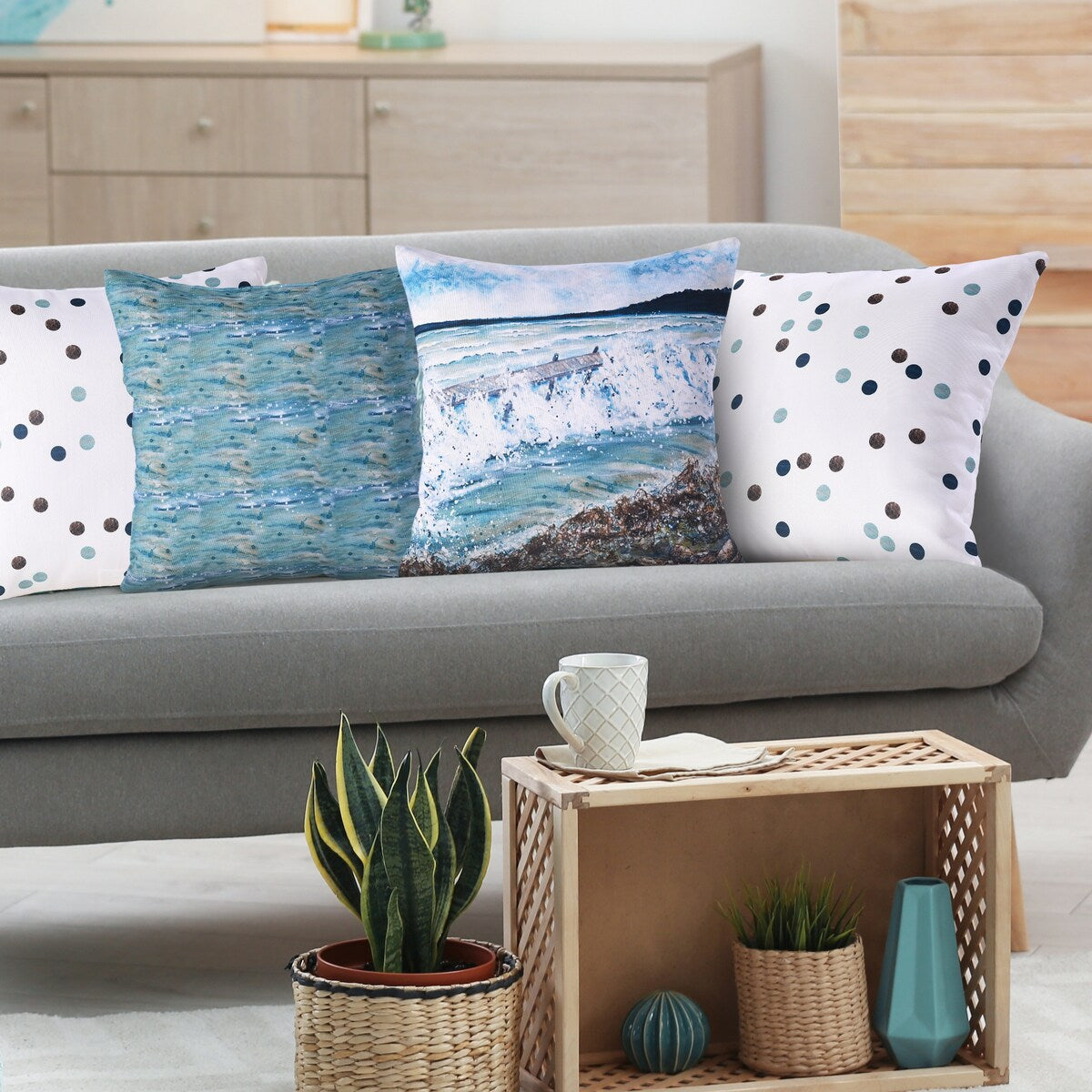 Designer Dreams Outdoor Cushion Covers set of 3, Catch the Waves