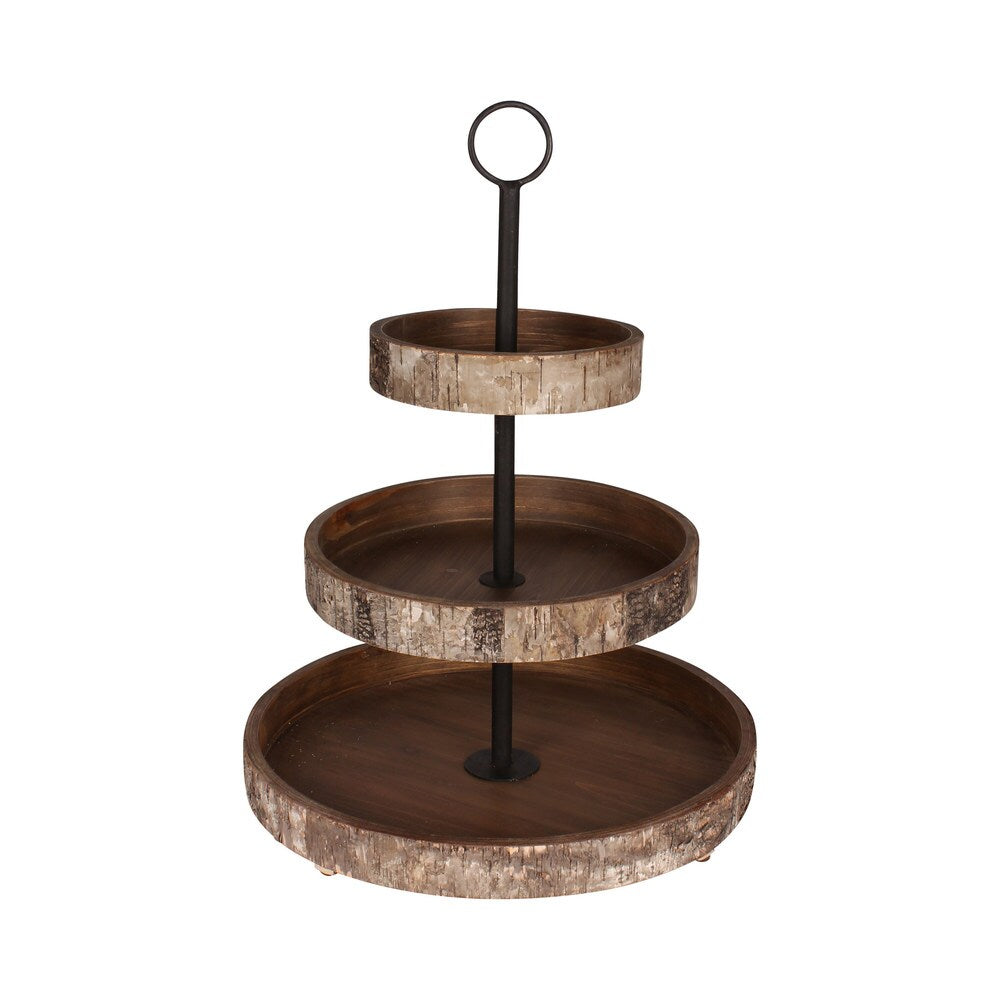 Designovation White Birch Wood 3-tiered Tray