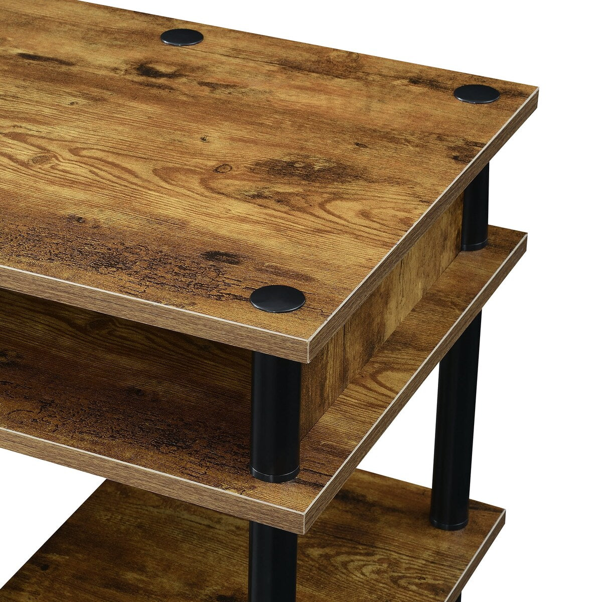 Designs2Go No Tools Student Desk with Shelves, Barnwood/Black Poles