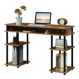 Designs2Go No Tools Student Desk with Shelves, Barnwood/Black Poles