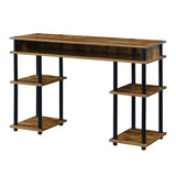 Designs2Go No Tools Student Desk with Shelves, Barnwood/Black Poles