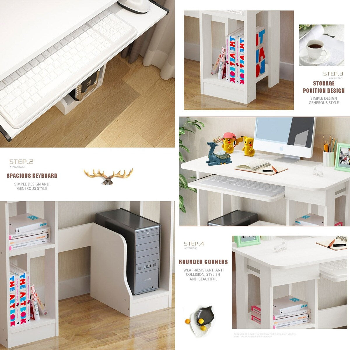 Desk Home Computer Desk Modern Simple Desk Creative Desk Warm White 90×48×70cm