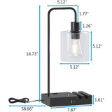 Desk Lamp with Type C USB Port, 2 Phone Stands, LED Bulb Included