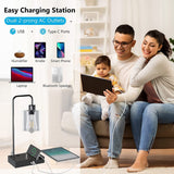 Desk Lamp with Type C USB Port, 2 Phone Stands, LED Bulb Included