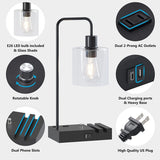Desk Lamp with Type C USB Port, 2 Phone Stands, LED Bulb Included