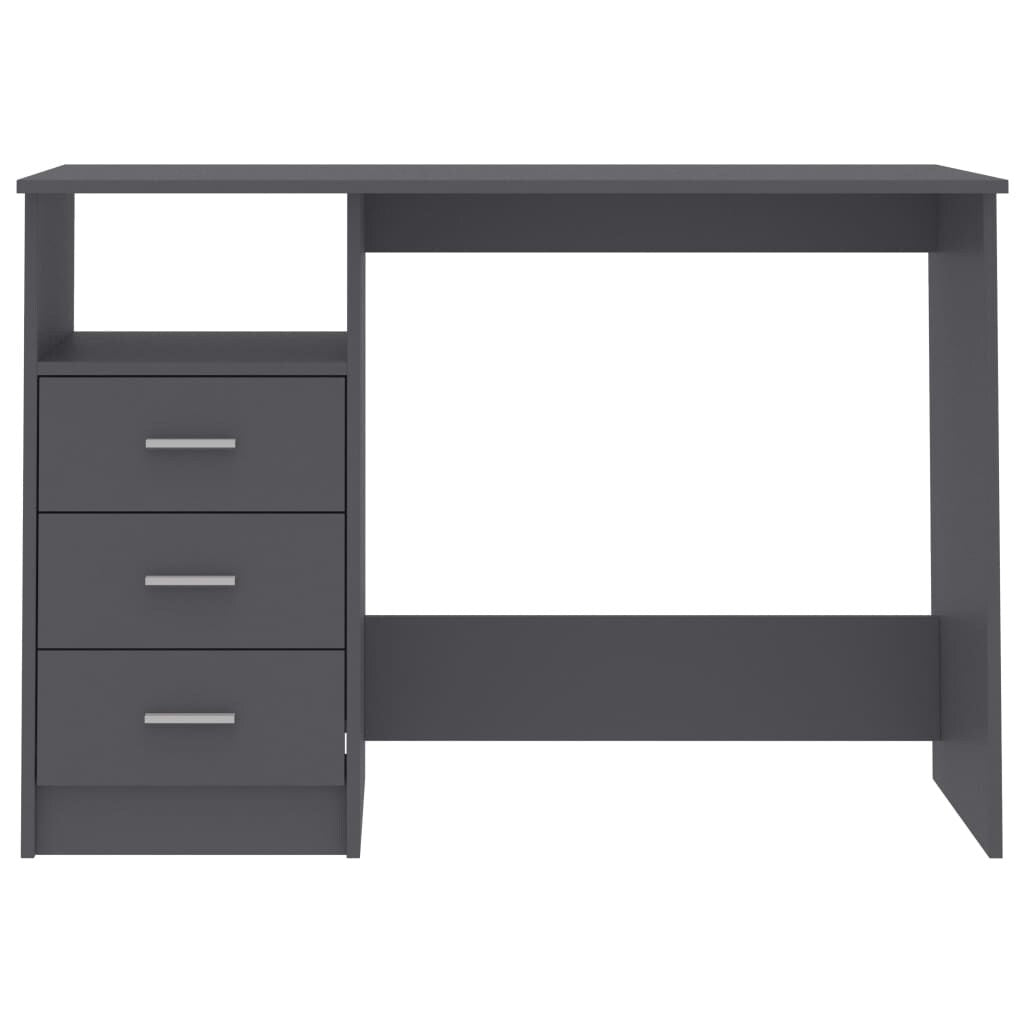 Desk with Drawers Gray 43.3"x19.6"x29.9" Chipboard