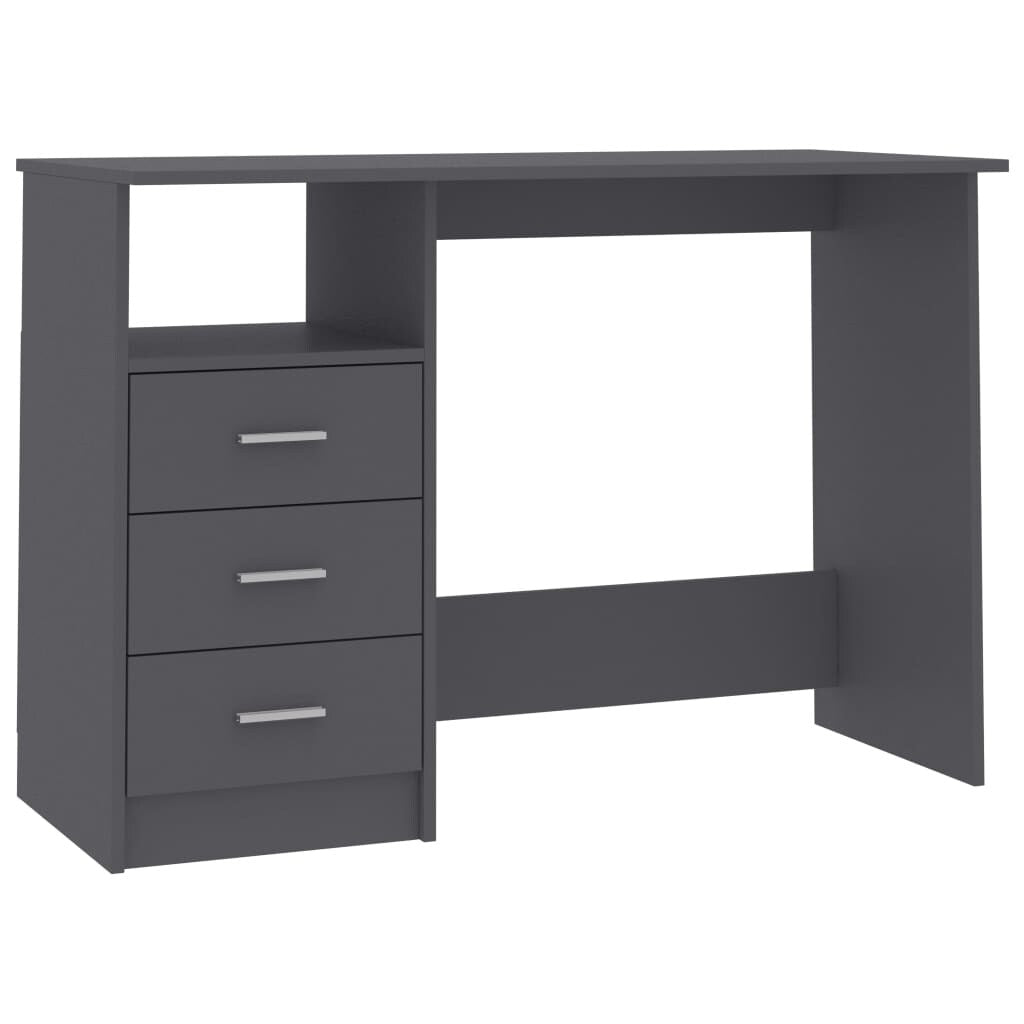 Desk with Drawers Gray 43.3"x19.6"x29.9" Chipboard