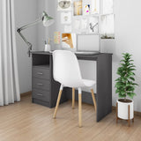 Desk with Drawers Gray 43.3"x19.6"x29.9" Chipboard