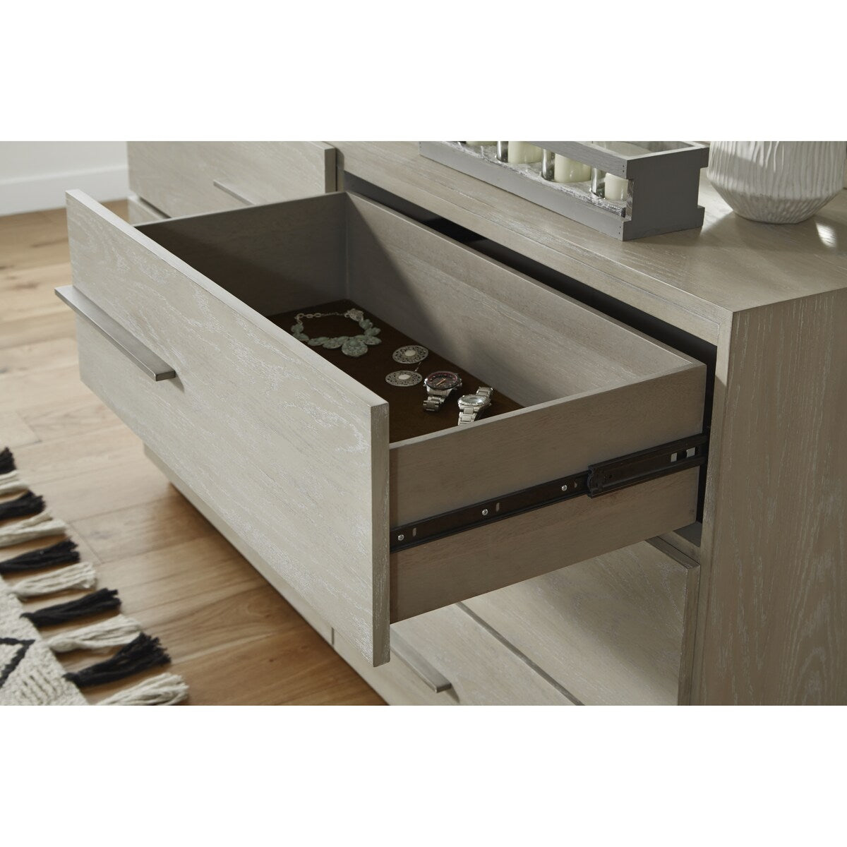 Destination Six Drawer Dresser in Cotton Grey