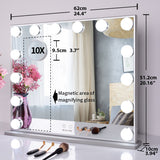 Detachable 10X Magnification Cosmetic Mirror - 23.62''(L) x 19.69''(W)