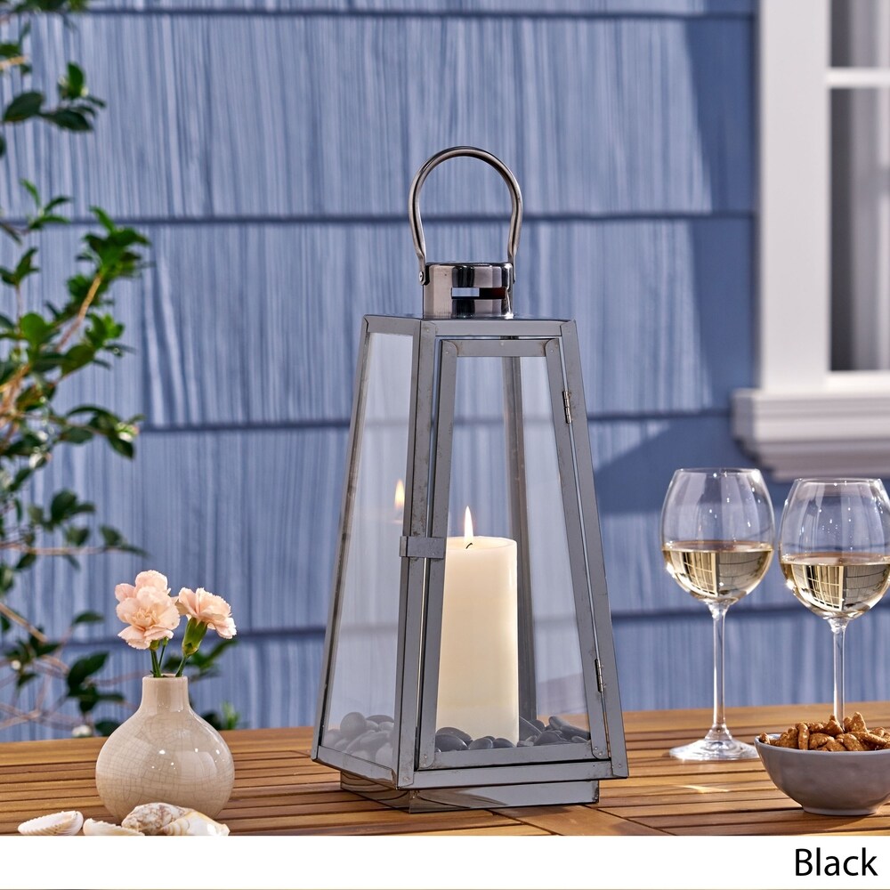 Detroit Modern Outdoor 15" Stainless Steel Lantern by Christopher Knight Home