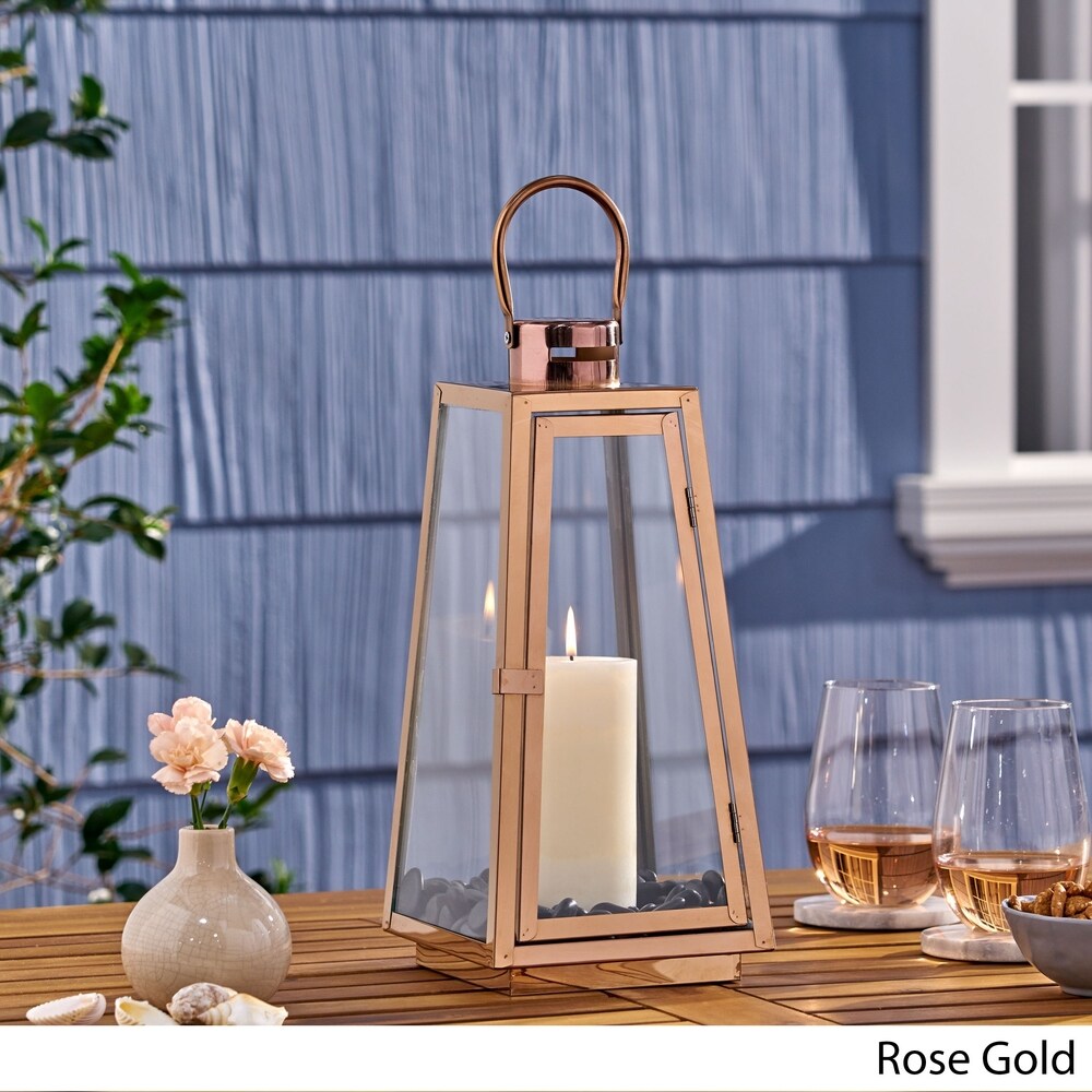 Detroit Modern Outdoor 15" Stainless Steel Lantern by Christopher Knight Home