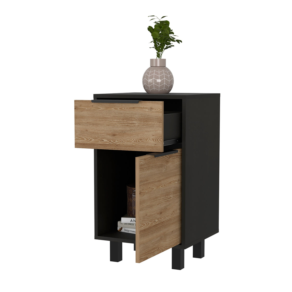 FM Furniture Luxor Z Nightstand with One Cabinet, Superior Top, and One Drawer