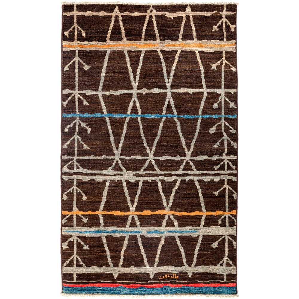 Overton Moroccan, One-of-a-Kind Hand-Knotted Area Rug - Brown, 4' 10" x 8' 0" - 4'10" x 8'