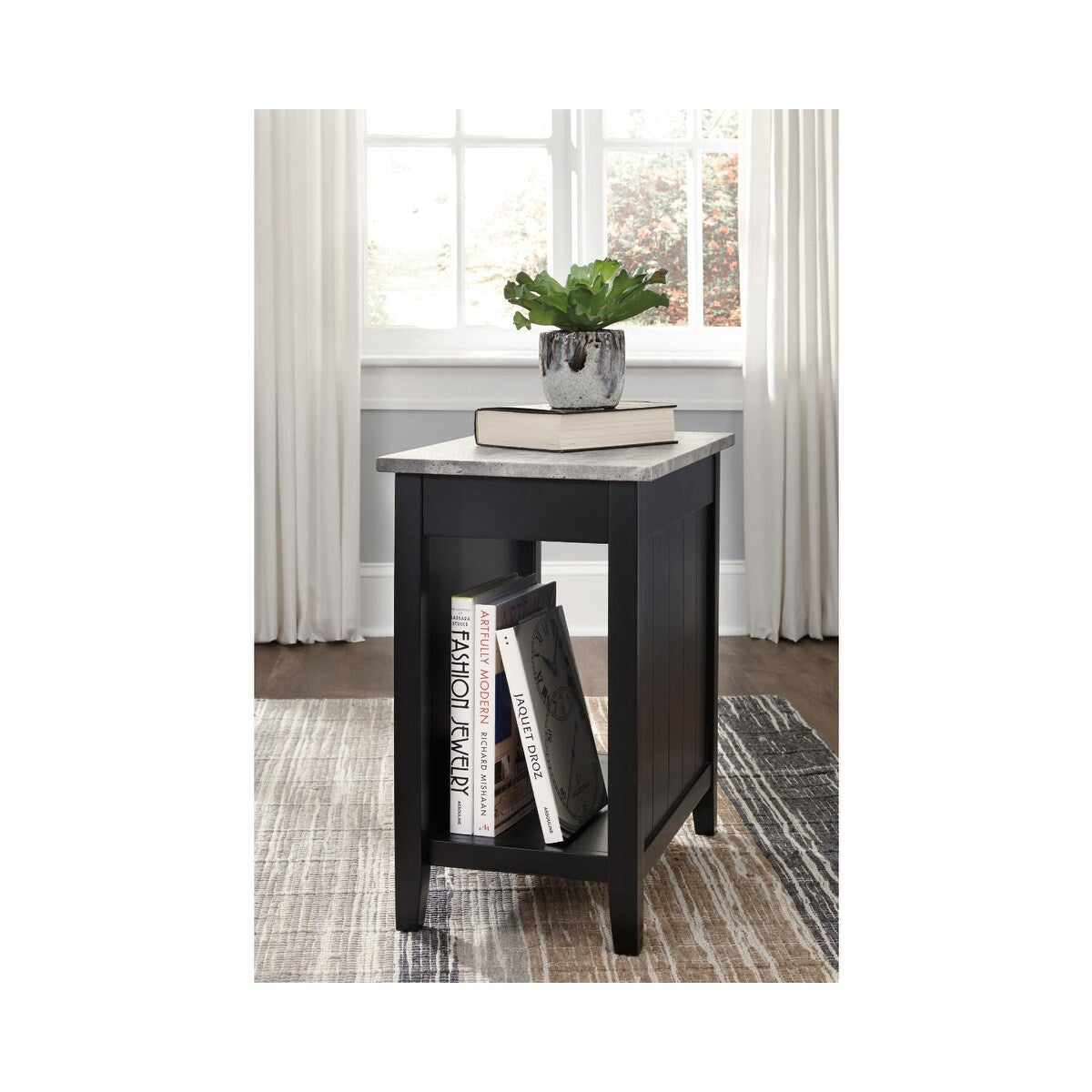 Diamenton Black Contemporary Chair Side End Table