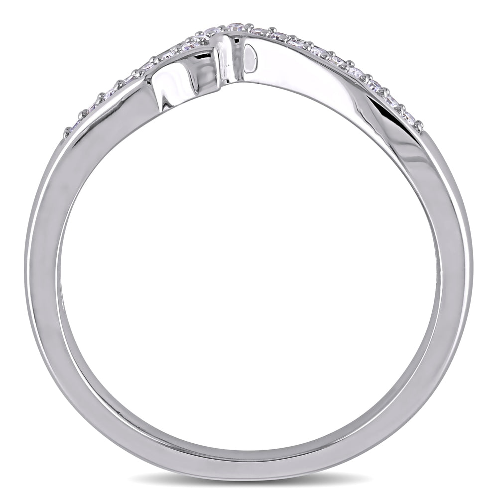 Miadora Diamond Accent Contour Wedding Band in Sterling Silver - White