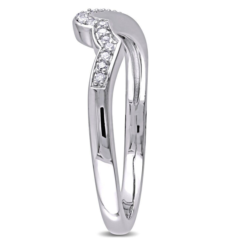 Miadora Diamond Accent Contour Wedding Band in Sterling Silver - White