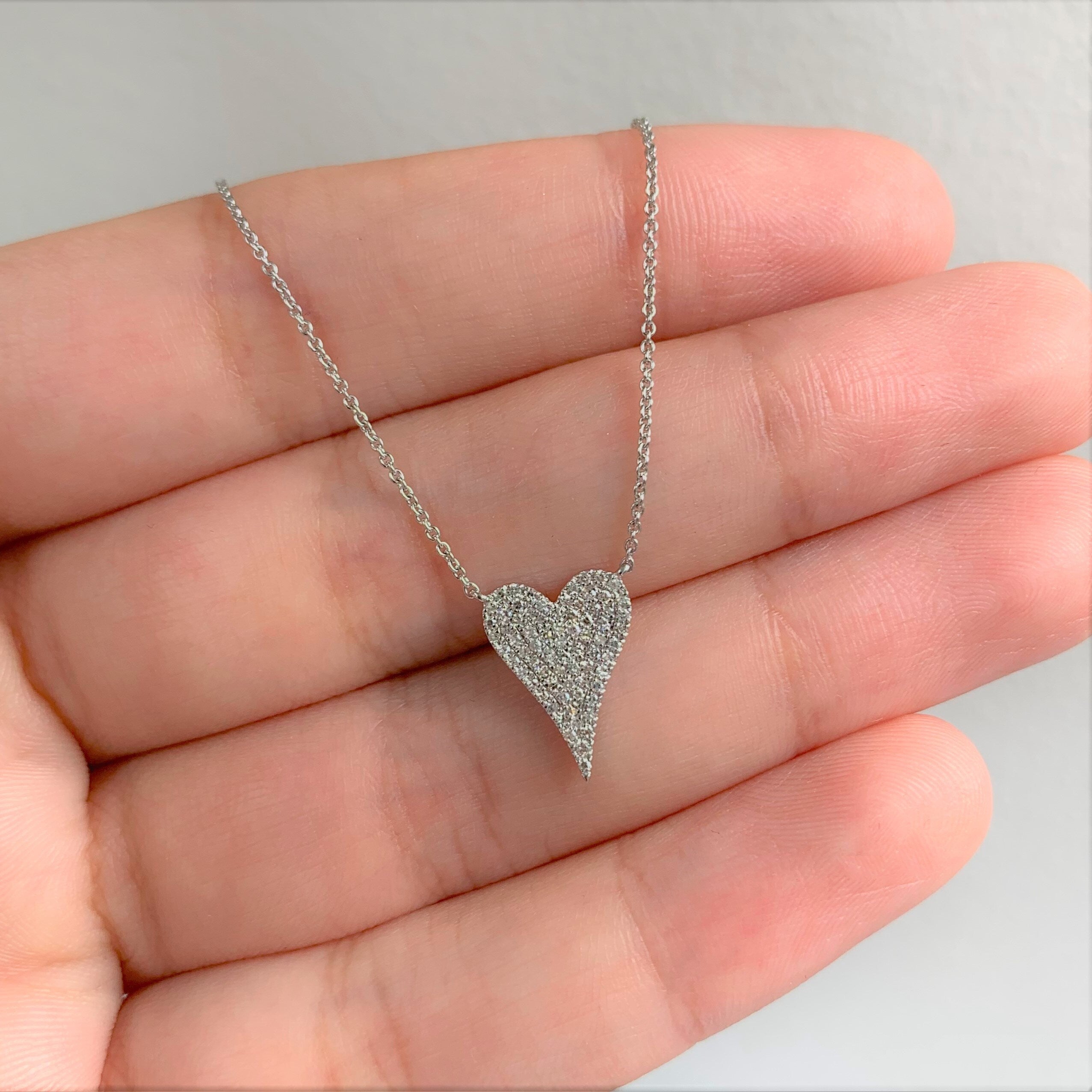 Joelle Collection Joelle Collection Diamond Pave Heart Pendant Necklace 1/5 ct.14K White Gold