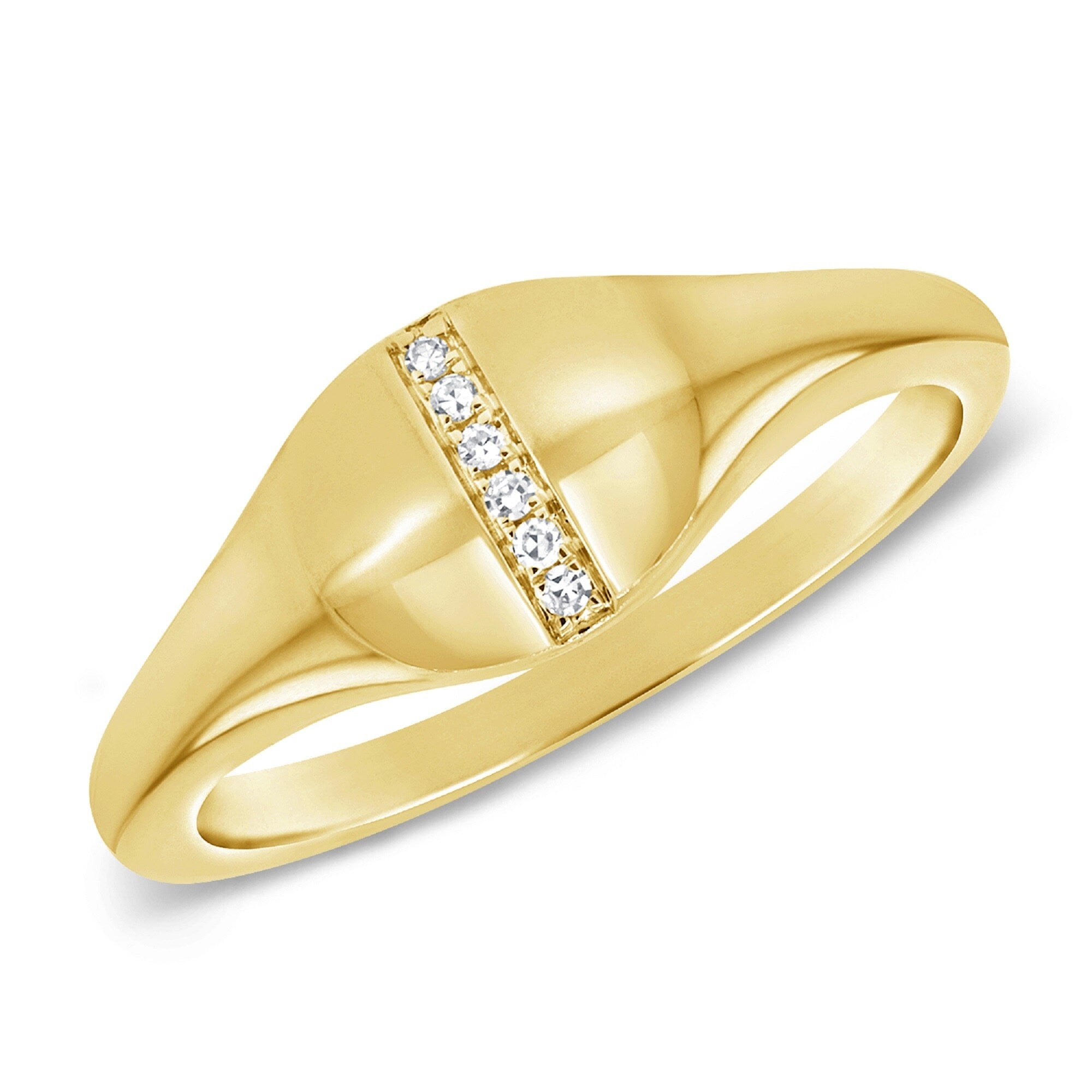 Joelle Collection Diamond Pave Signet Pinky Ring for Her 14k Gold TDW