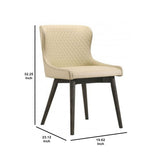 Diamond Quilted Leatherette Side Chair, Set of 2, Cream