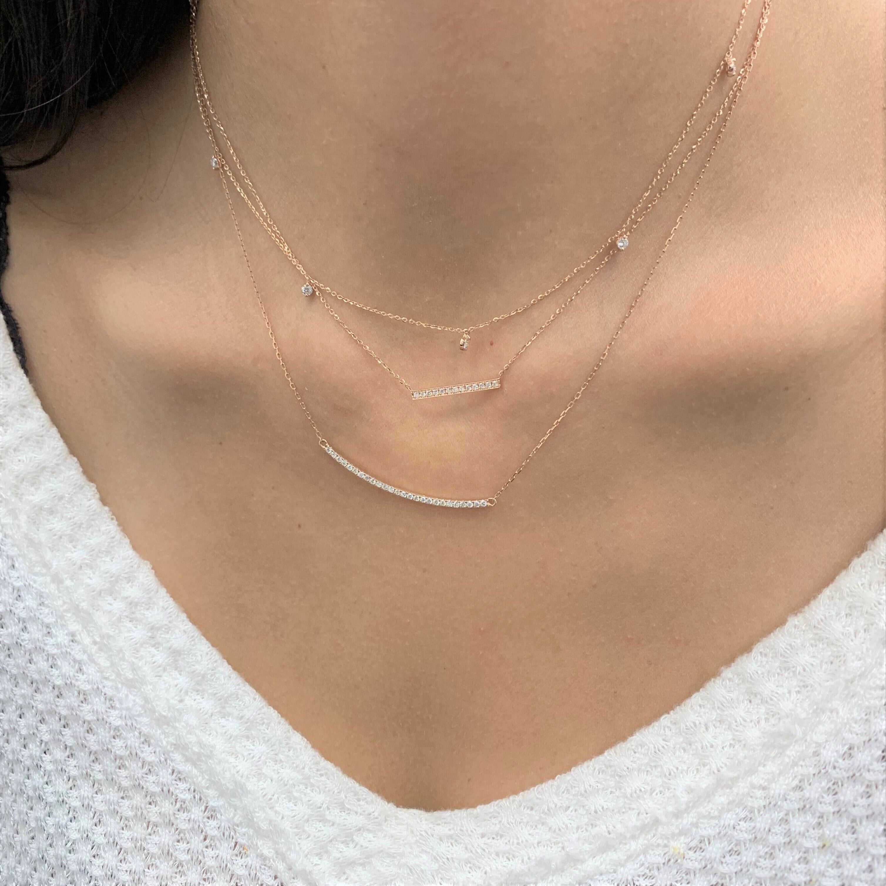 Joelle Collection Diamond Station Necklace 14K Gold 5/8 ct tw Diamond Necklace